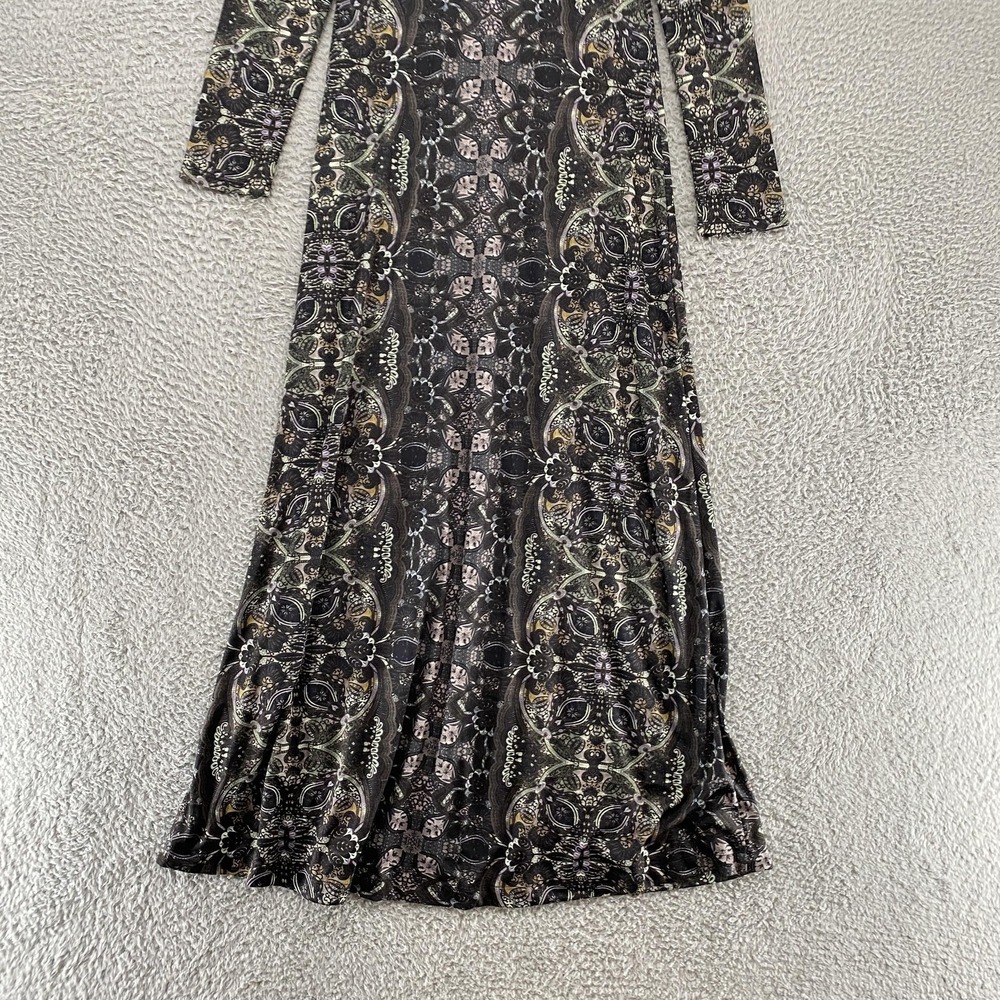 Free People Maxi Dress Womens Small Black Metallic Paisley‎ Cabaret Boho Keyhole - Picture 9 of 11